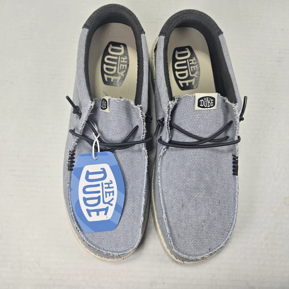 Hey Dude Wally Coastline Jute Slip-ons In Stone White Blue Colors Men's Size 11